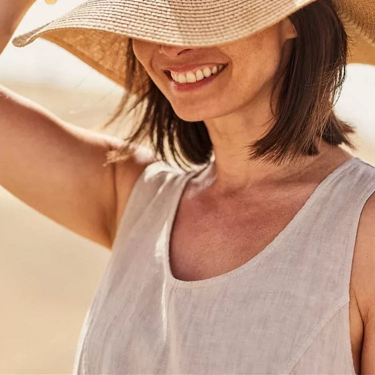 Giuliana - Robe sans manches en lin et coton pour femme