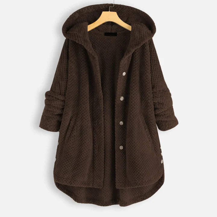 Yzza - Veste polaire mi-longue avec capuche pour l'hiver