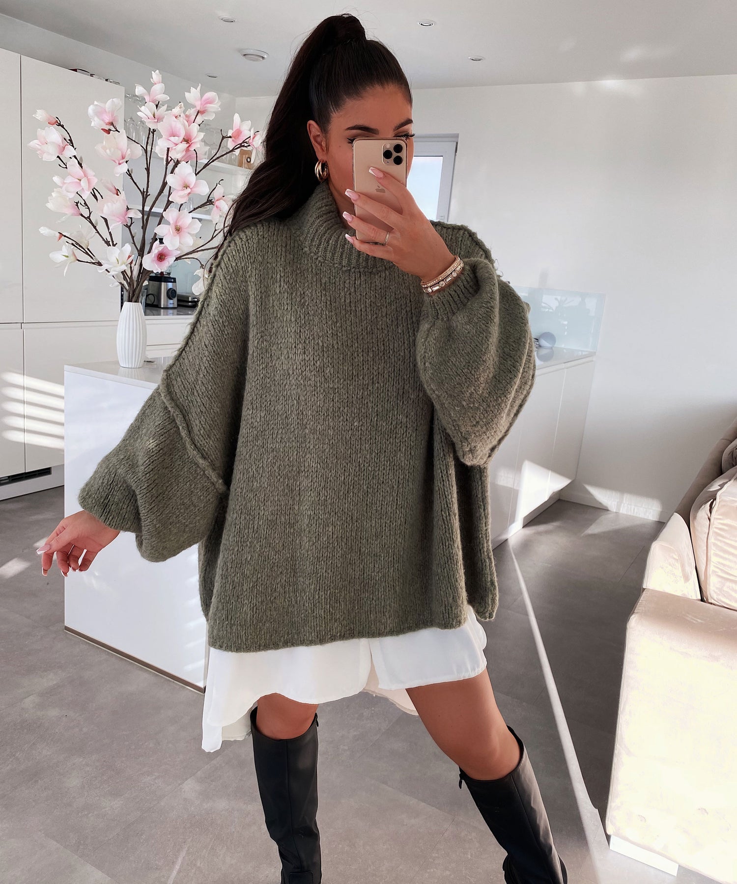 Pull Oversize Écru - Sweater Confortable pour un Style Décontracté