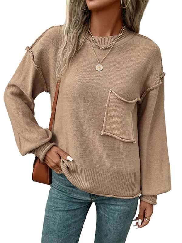 Pull Long à Manches Longues en Couleur Unie - Parfait pour l'Automne et les Jours Confortables