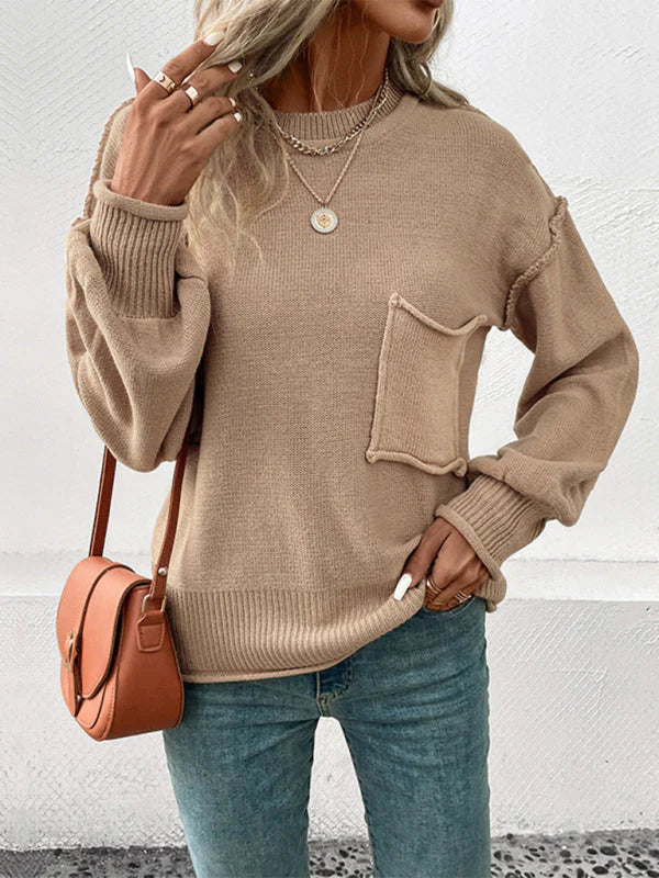 Pull Long à Manches Longues en Couleur Unie - Parfait pour l'Automne et les Jours Confortables