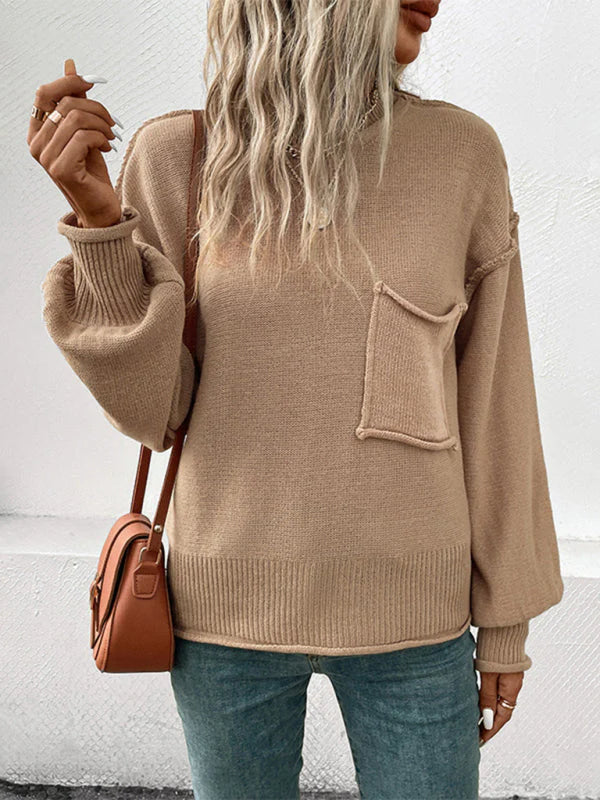 Pull Long à Manches Longues en Couleur Unie - Parfait pour l'Automne et les Jours Confortables