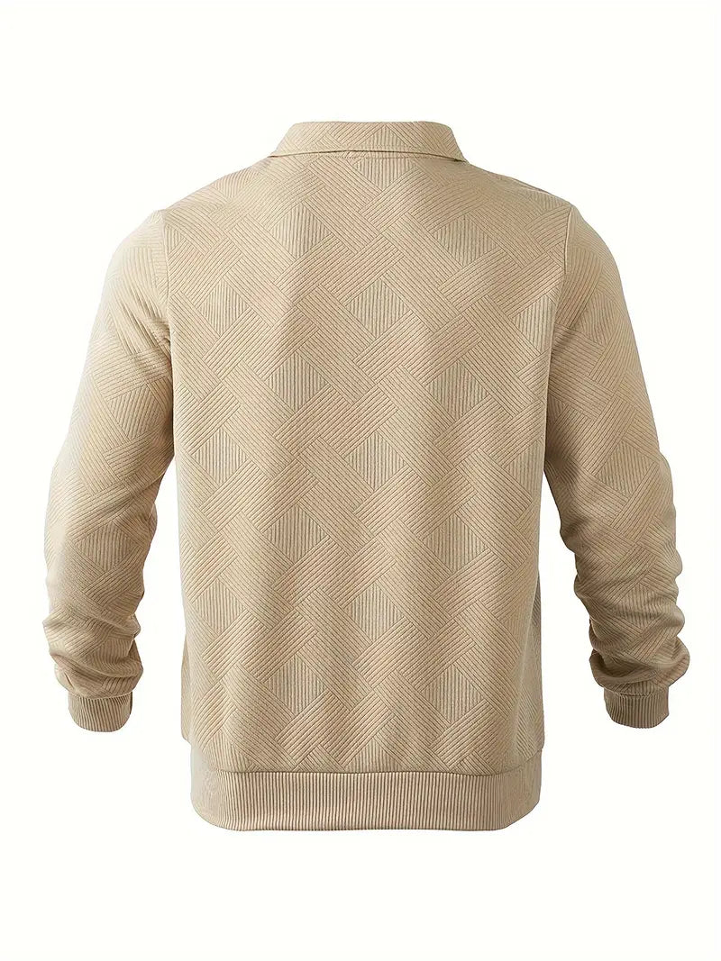 Pull Zippé Vintage pour Homme avec Motifs Géométriques