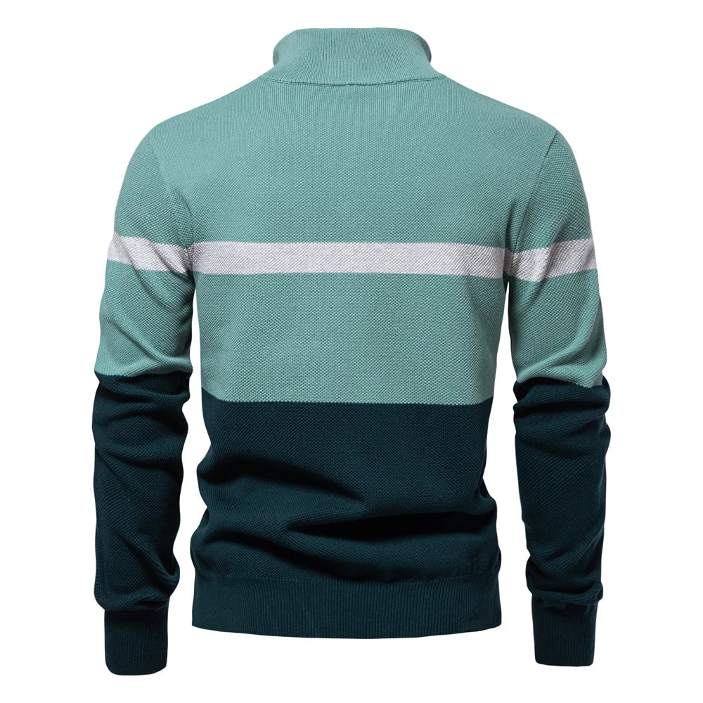 Pull Tendance pour Homme Style Colorblock avec Demi-Zip