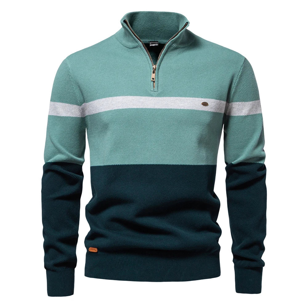 Pull Tendance pour Homme Style Colorblock avec Demi-Zip