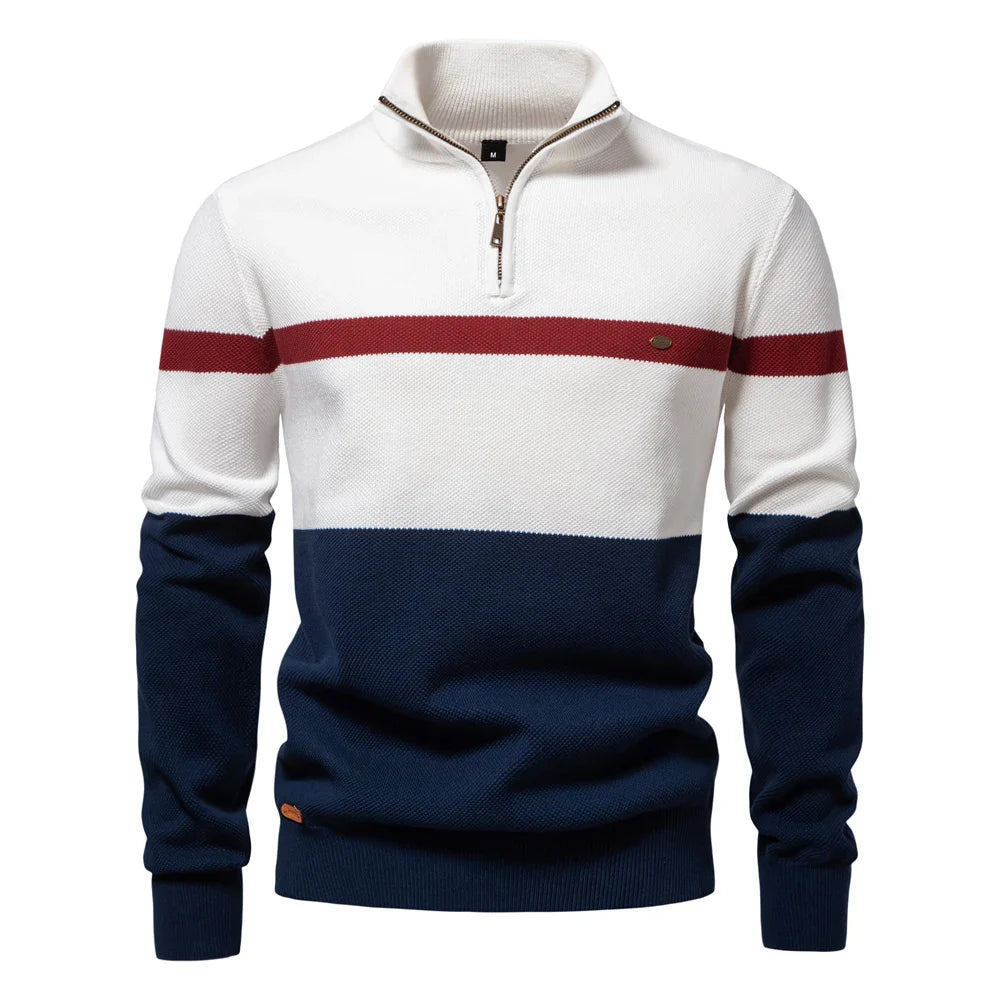 Pull Tendance pour Homme Style Colorblock avec Demi-Zip