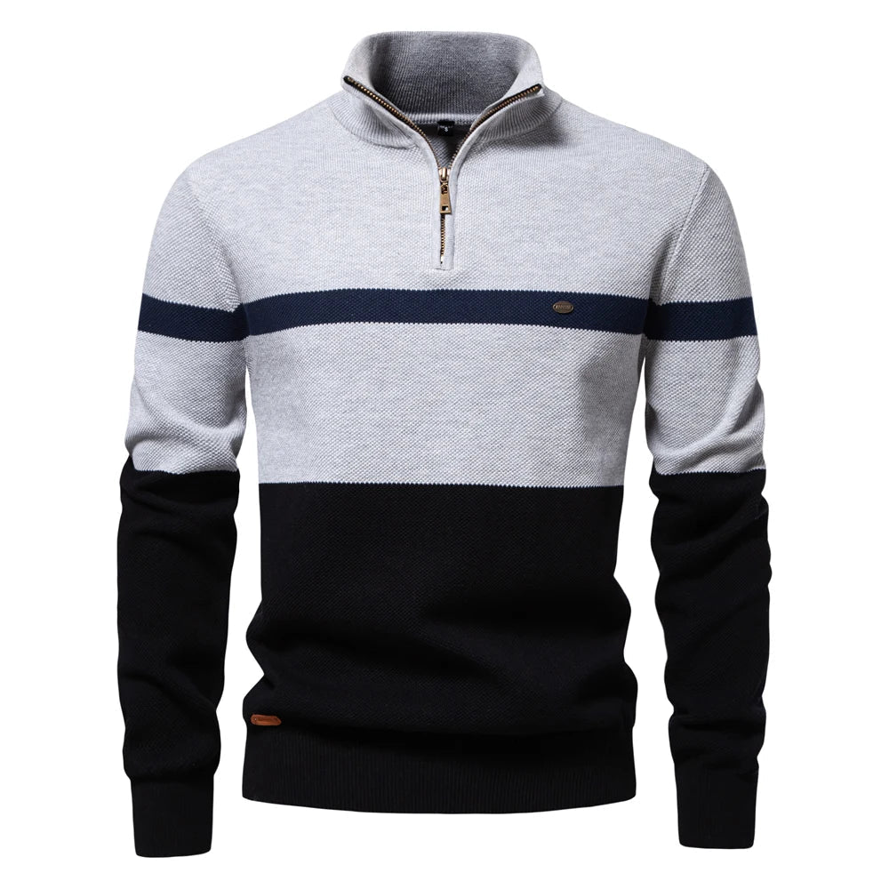 Pull Tendance pour Homme Style Colorblock avec Demi-Zip