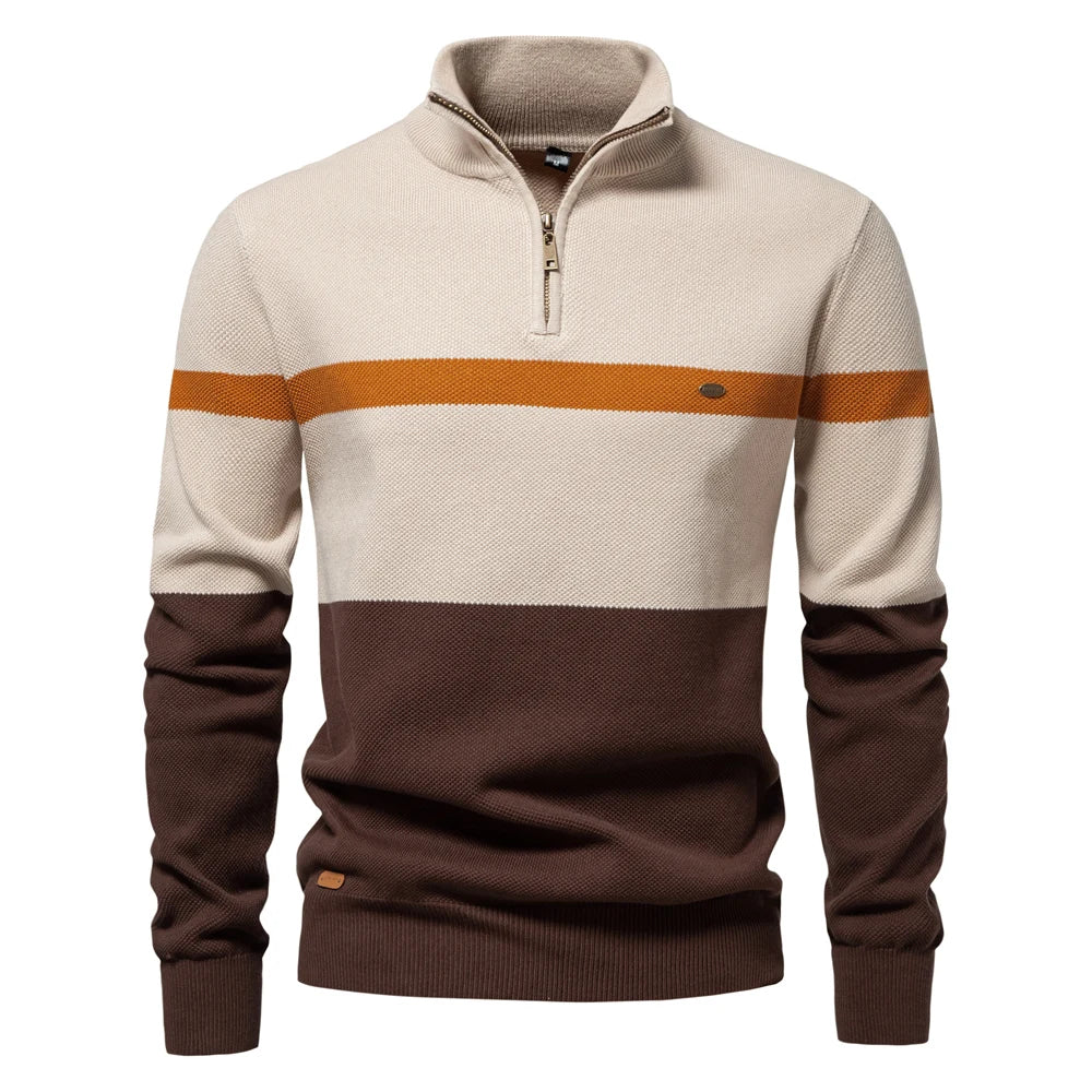 Pull Tendance pour Homme Style Colorblock avec Demi-Zip