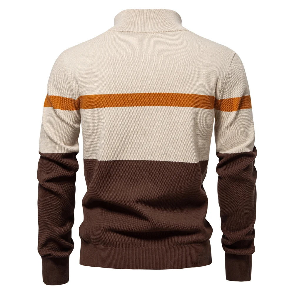Pull Tendance pour Homme Style Colorblock avec Demi-Zip
