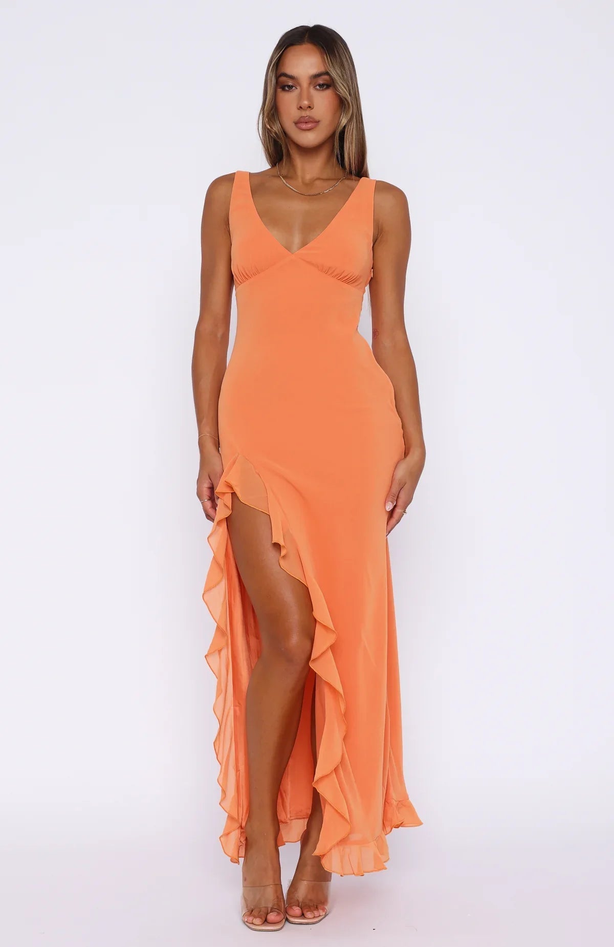 Robe longue légère avec volants en superposition