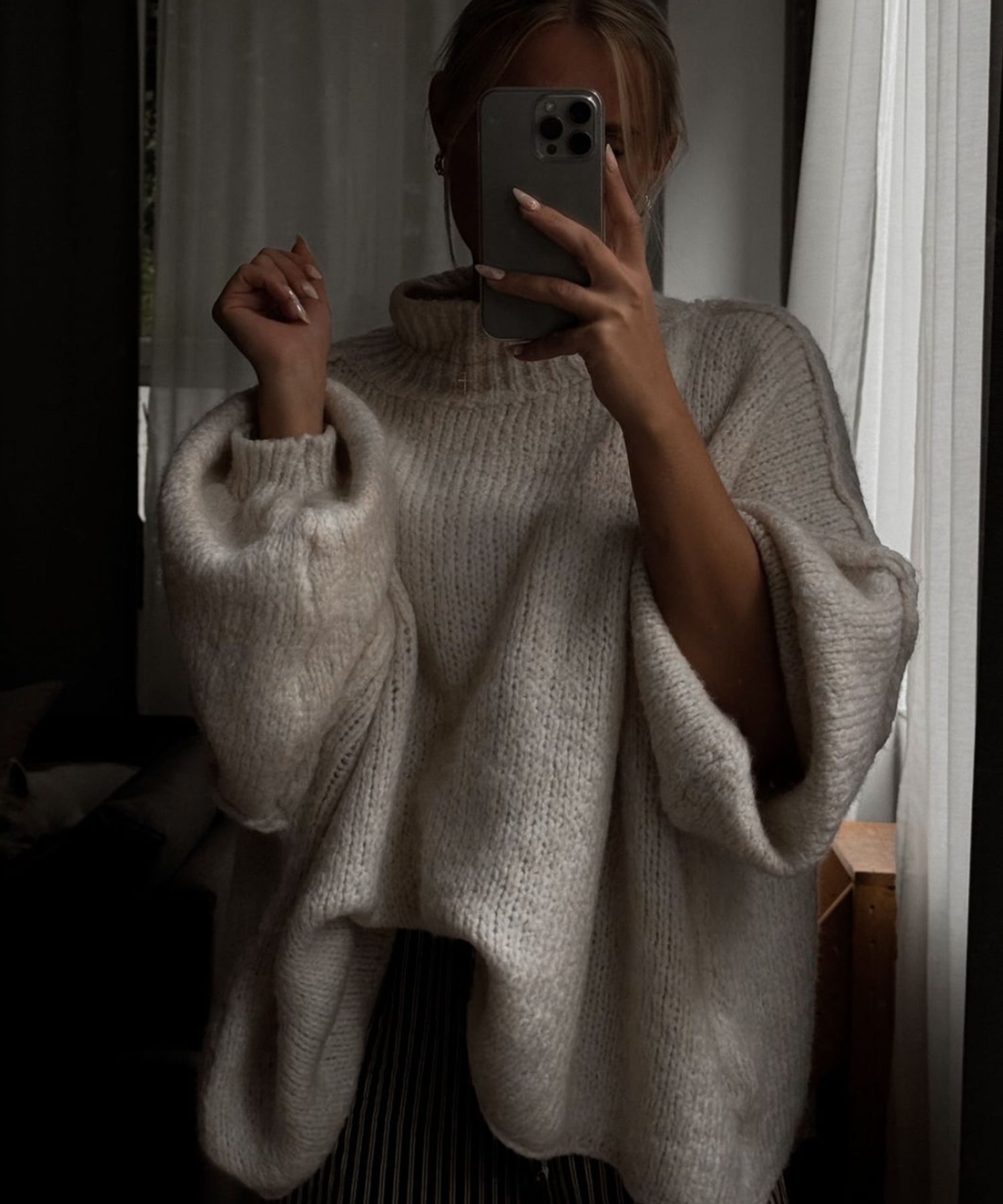Pull Oversize Écru - Sweater Confortable pour un Style Décontracté