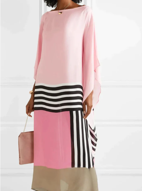 Laura - Caftan à rayures rose bonbon
