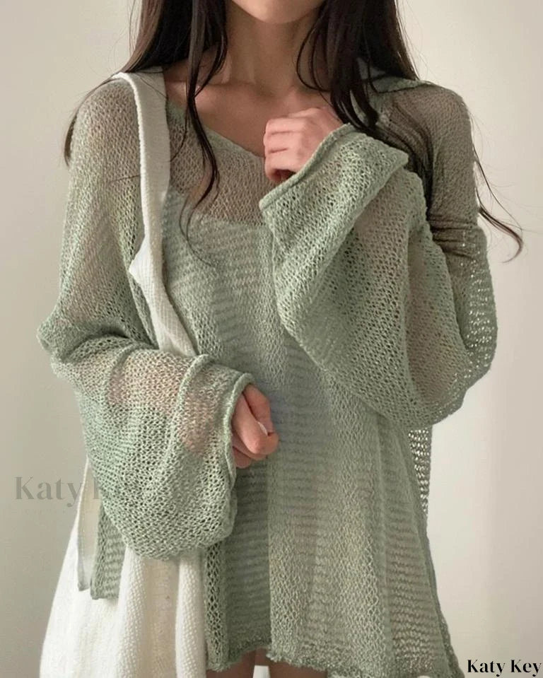 Un cardigan élégant pour femme avec un motif en maille, des manches longues et un col rond tendance