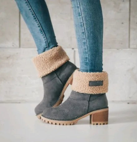 Bottes d’hiver pour femmes avec talon bas et style contemporain