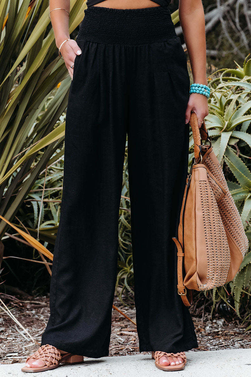 Pantalon droit style décontracté avec taille remontée