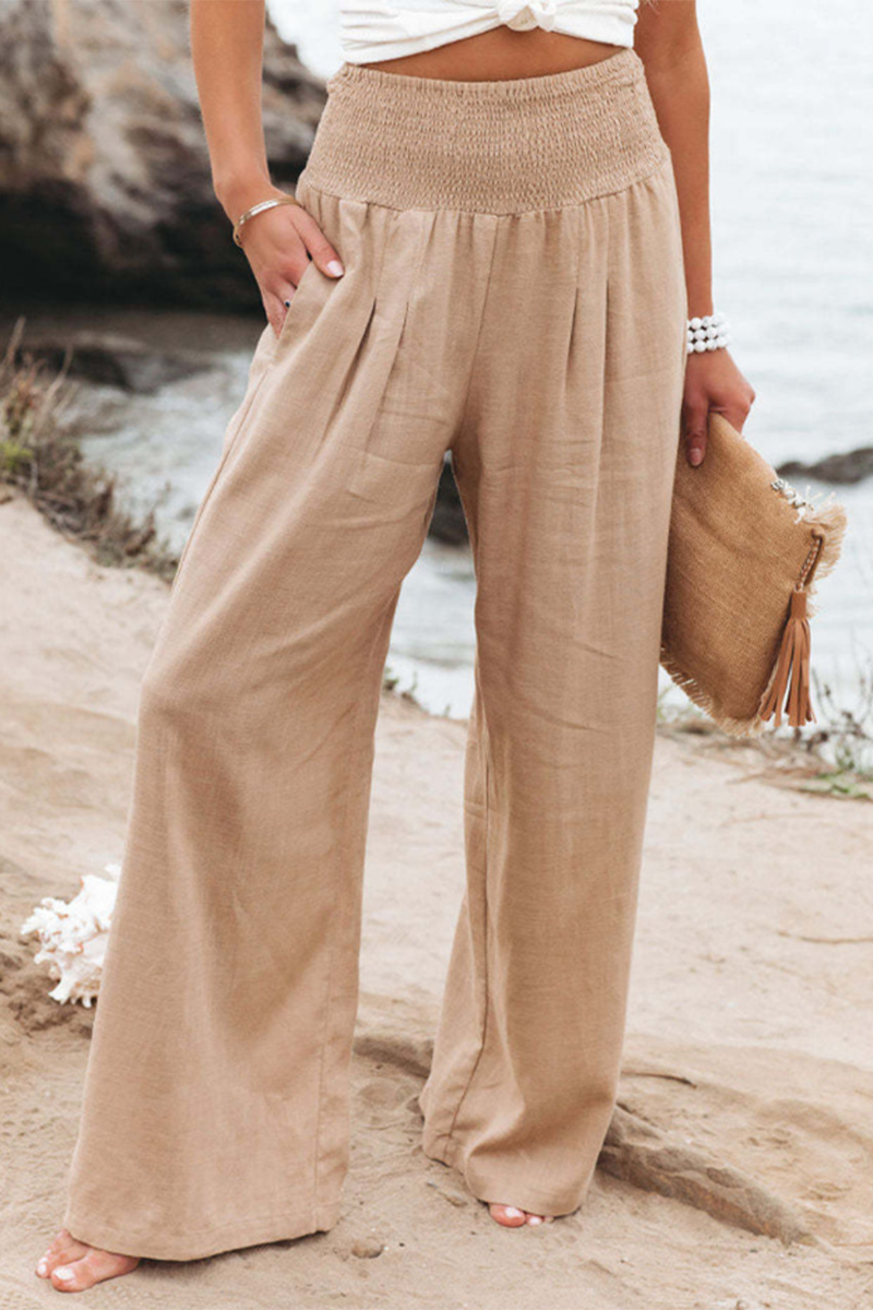 Pantalon droit style décontracté avec taille remontée