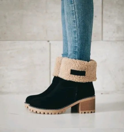 Bottes d’hiver pour femmes avec talon bas et style contemporain