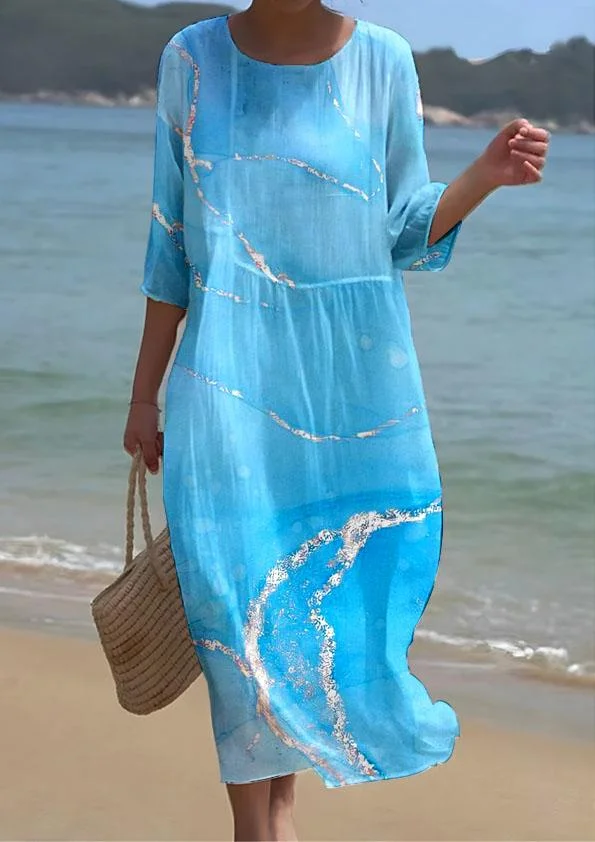 Robe de Stylé Resort à Motif en Ligne avec Crochets Métalliques pour Femme