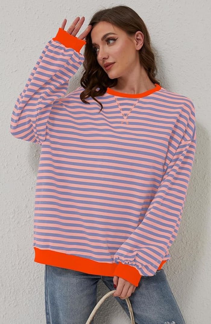 Pull Rayé Oversize pour un Style Décontracté