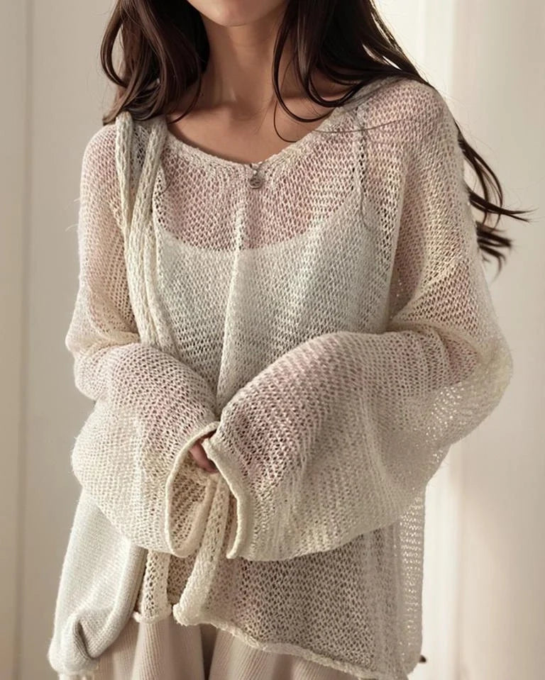 Un cardigan élégant pour femme avec un motif en maille, des manches longues et un col rond tendance