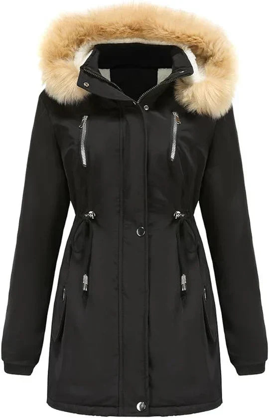 Manteau longue pour femme avec capuche, parfait pour la saison froide