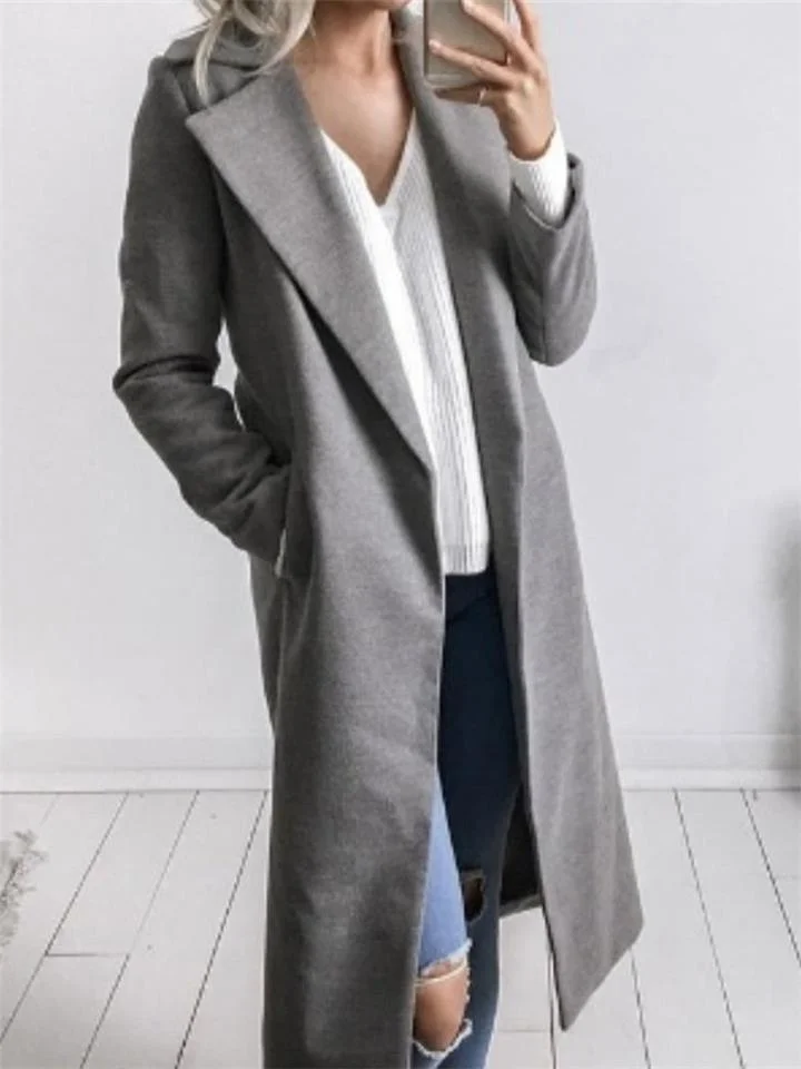 Manteau long avec poches et col stylé