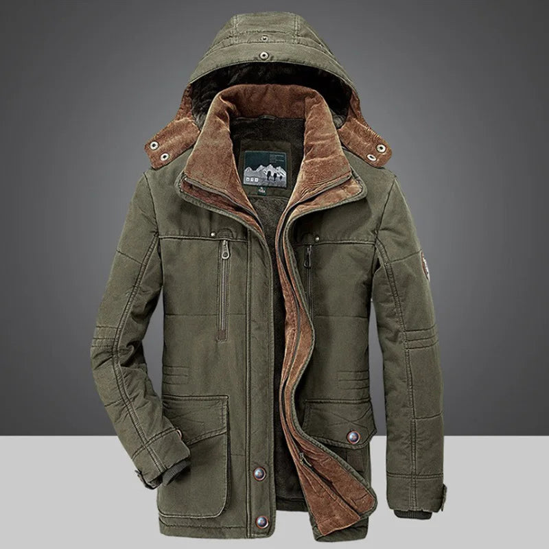 Manteau d'hiver avec capuche pour homme, chaud et confortable