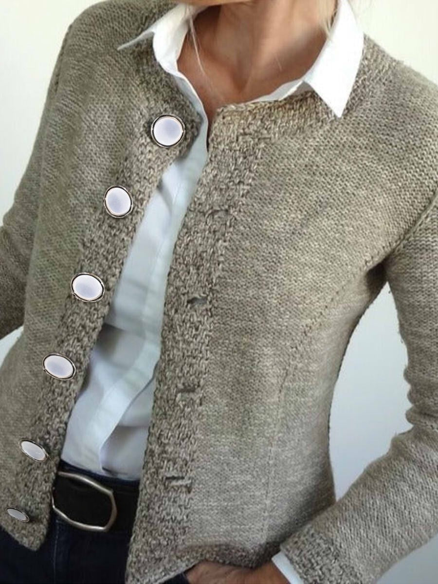 Cardigan Élégant à Manches Longues avec Boutons à L'avant pour Femmes - Vêtement Tendance