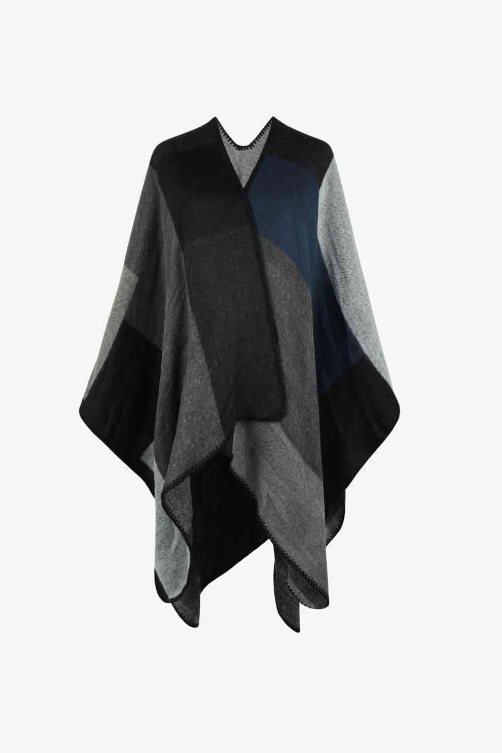 Poncho lumineux ouvert sur le devant et empiècements multicolores