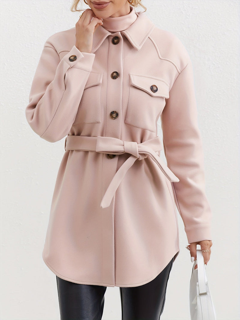 Manteau Chic pour Femme avec Ceinture et Détails Élégants