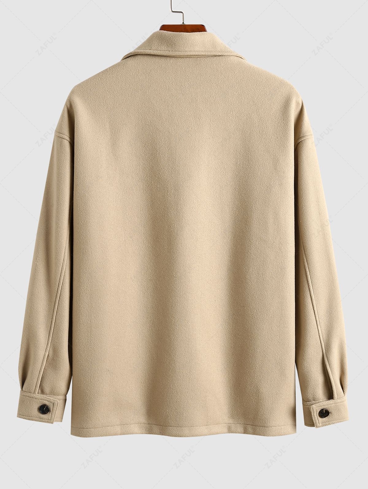 Manteau à Double Boutonnage avec Conception de Poches - Beige Clair