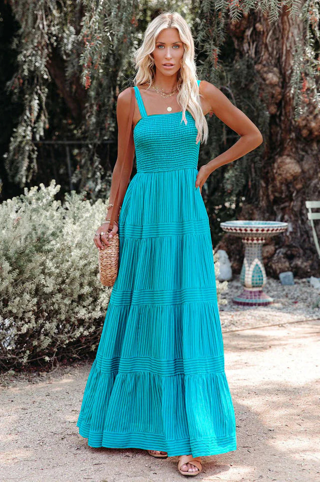 Noelia - Robe longue plissée Boho Swing