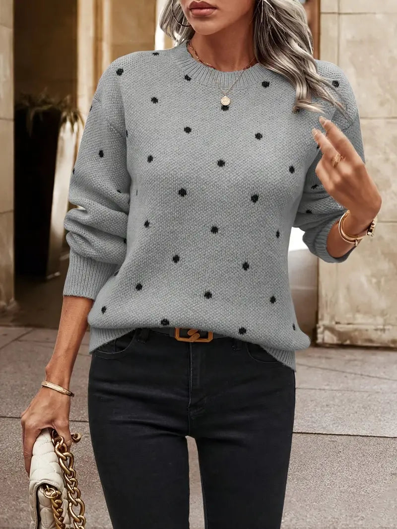 Pull manches longues pour femme avec motifs à pois raffinés