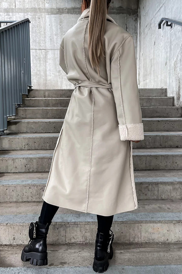 Manteau Harvey à Manches Longues avec Doublure en Fourrure et Fermeture à Boutons