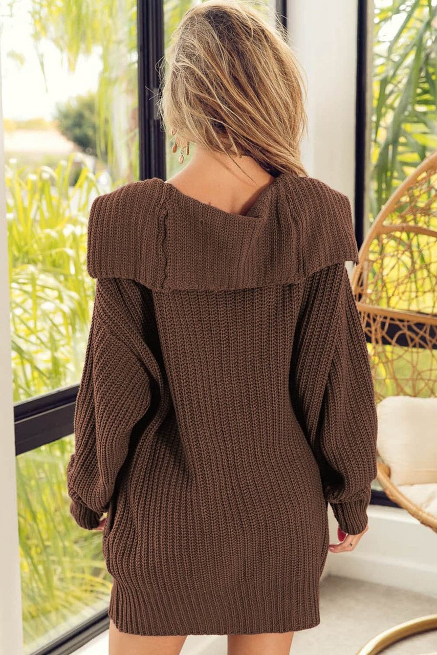 Cardigan Tricot Épais Marron avec Col à Revers et Fermeture Boutonnée - Parfait pour l'Hiver