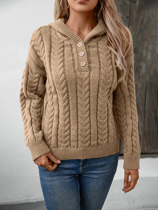 Cardigan élégant avec boutons et capuche surdimensionnée pour un apparence élégant et confortable par temps froid