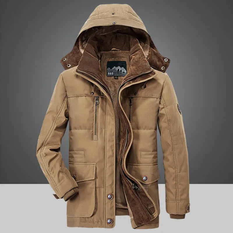 Manteau d'hiver avec capuche pour homme, chaud et confortable