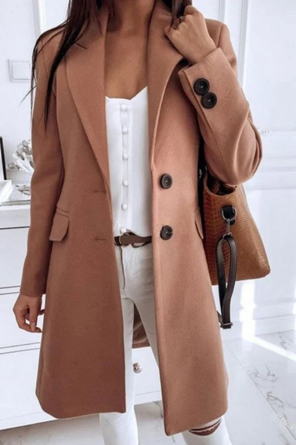 Manteau élégant avec col classique et coupe droite