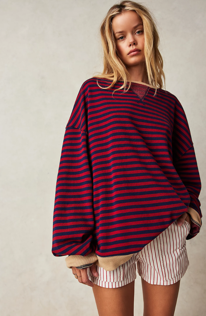 Pull Rayé Oversize pour un Style Décontracté