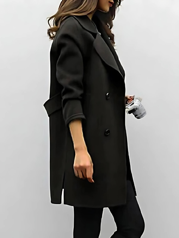 Manteau de style classique avec décolleté profond et revers pour femmes élégantes