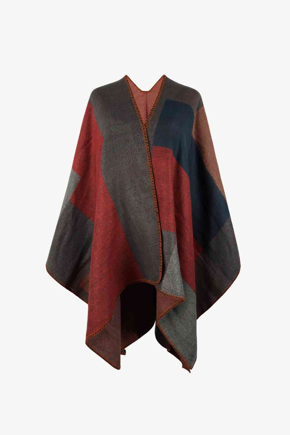 Poncho lumineux ouvert sur le devant et empiècements multicolores