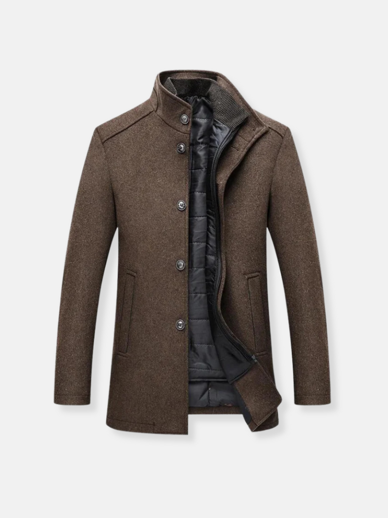 Manteau chic avec col montant et détails de boutons