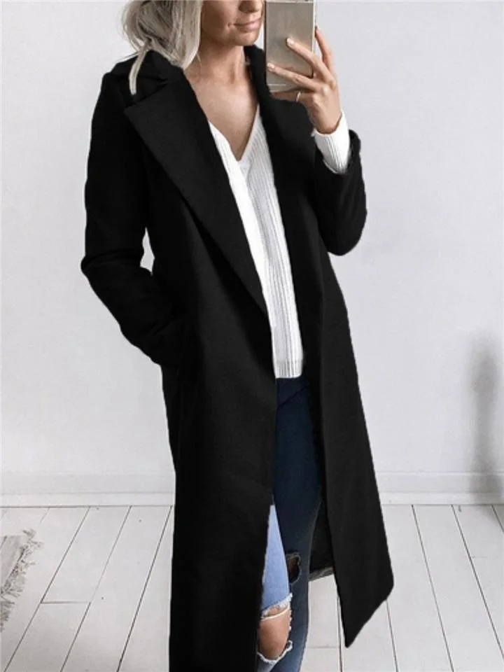 Manteau long avec poches et col stylé