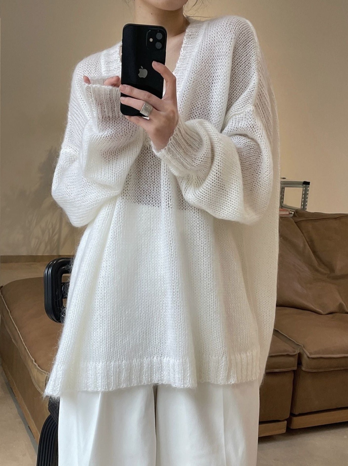 Pull oversize élégant et chaud pour femme à manches longues pour tous les jours