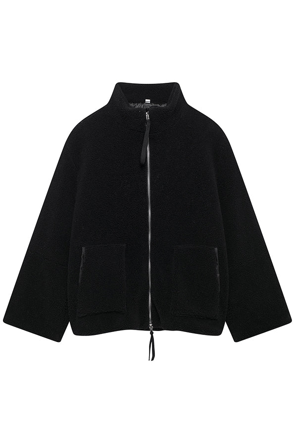 Manteau Ample Uni avec Col Montant, Manches Longues et Poches pour Femmes Stylées