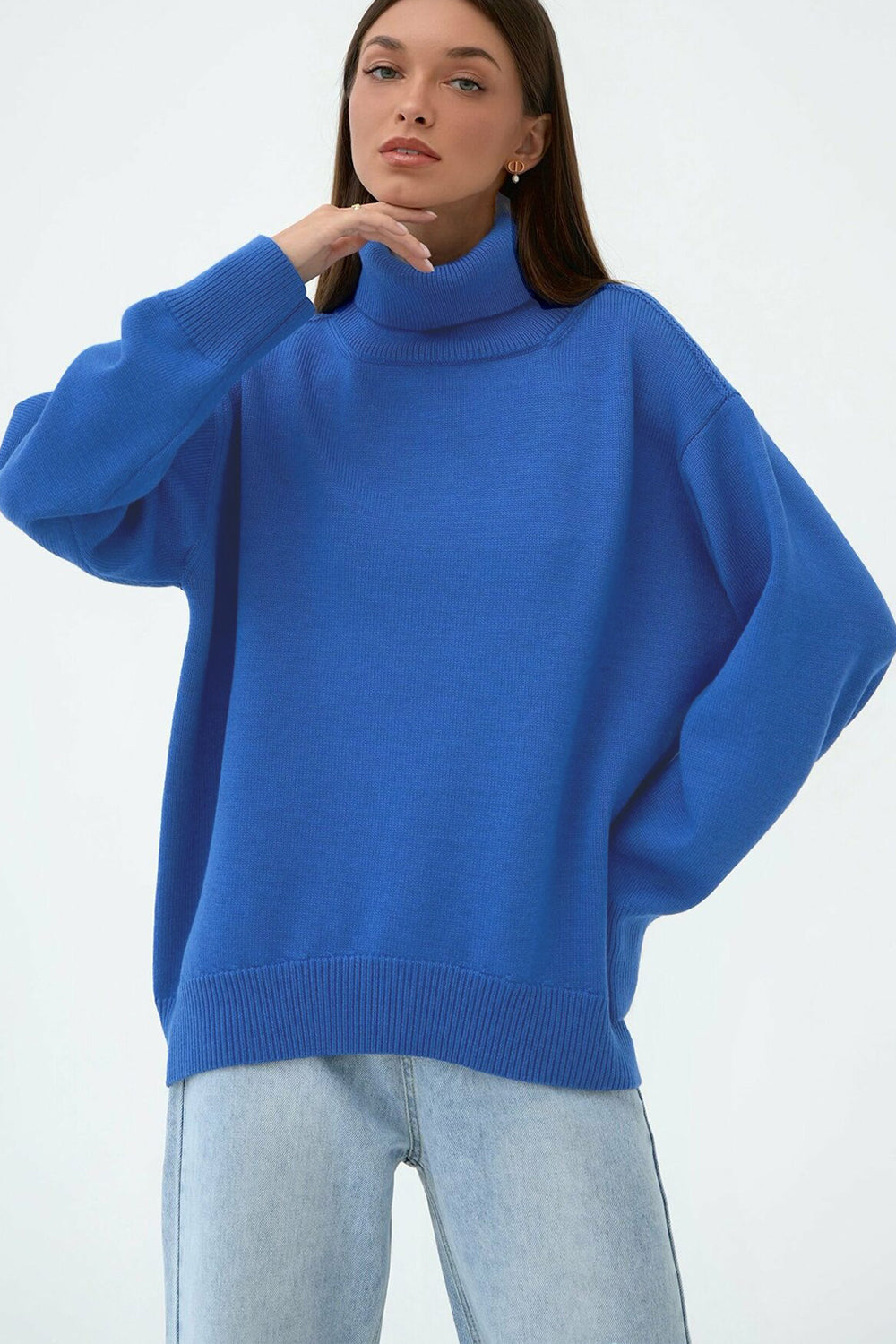 Pull à col roulé pour femme, style volumineux pour temps froid