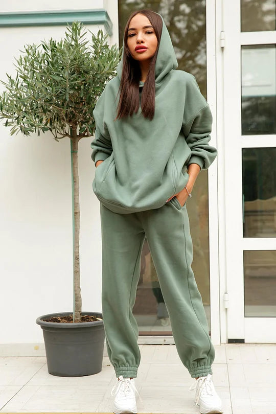 Ensemble Sweat à Capuche et Pantalon à Taille Élastique avec Poches