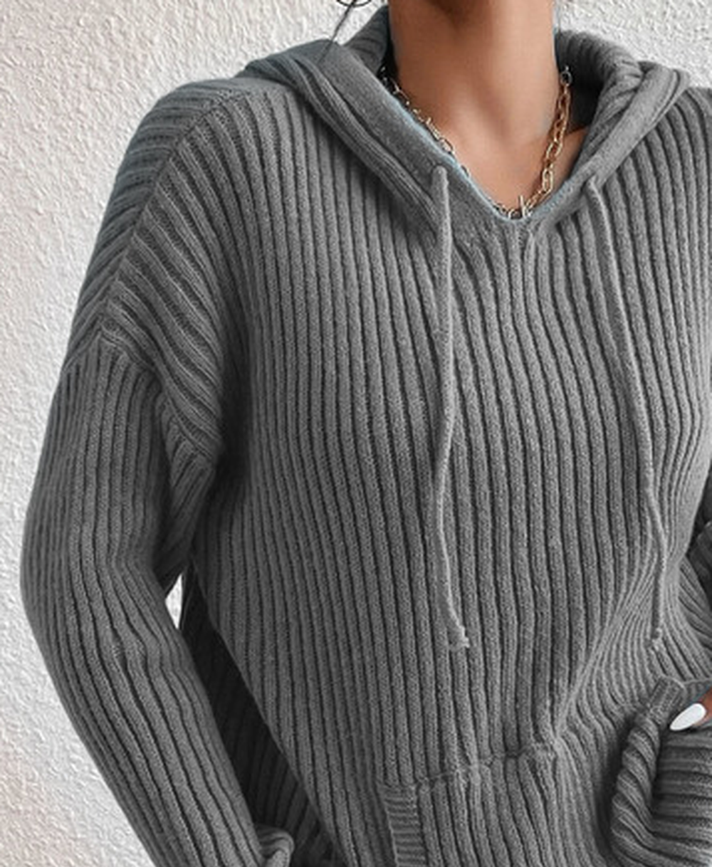 Pull Décontracté à Texture pour Femme - Tissu Épais, Manches Longues et Coupe Ample