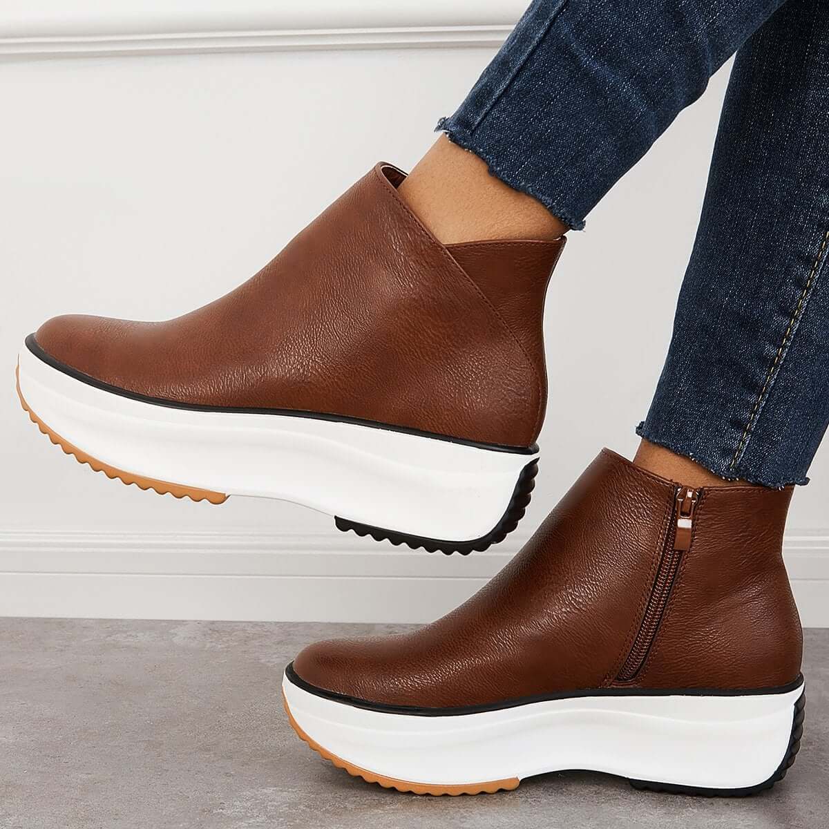 Bottines à Talons Wedge Sneakers Slip-On Élégants pour Femmes