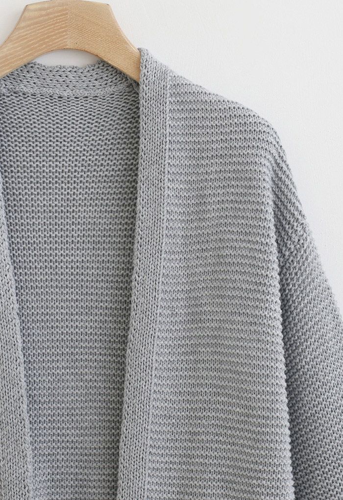 Cardigan Ouvert avec Poches en Gris Classique - Parfait pour Superposer